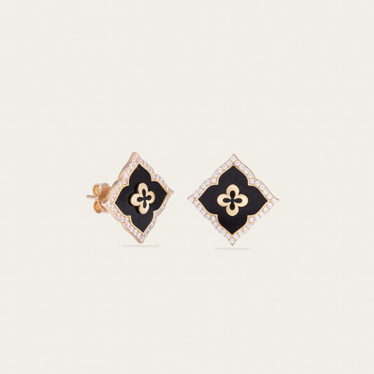 noorelle, enigma fine earrings, jewellery, earrings, gold and black earrings, earrings for girl